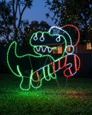 1.1m Dynamic Dinosaur With Candy Cane Outdoor Christmas LED Light Display