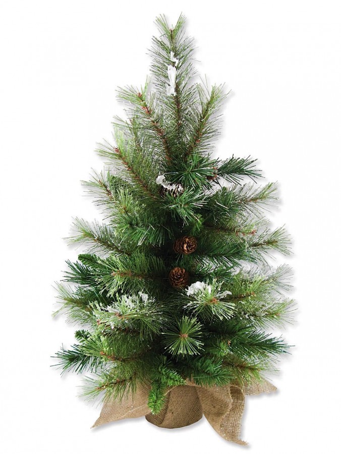 Glittered Pine Table Top Tree With Fir Cones - 65cm