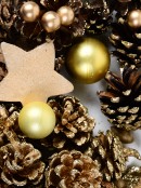 Gold Pine Cones, Stars & Baubles Assorted Christmas Decoration Mix - 300g