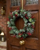 58cm Snowy Forest Christmas Wreath With Mixed Pine, Spruce & Holly