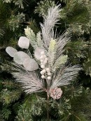 70cm Three Style Pine Branches & White Berries Long Christmas Stem