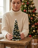 LED Snow Tipped Pine Tree Village Scenery | 17cm