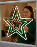 51cm Concentric Stars Outdoor Red Green & Cool White Neon LED Light Display