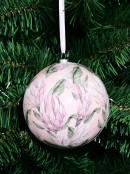 10cm Waratah-Like Pink Ice Protea Flower With Silver Glitter Christmas Bauble