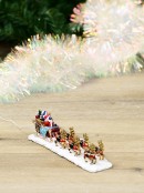 Santa, Sleigh & Reindeers In Snow LED Battery Christmas Village Figurine - 22cm