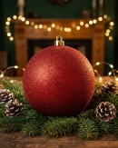 Majestic Red Glitter Large Display Bauble | 20cm