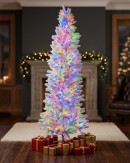 2.3m Slim White Flocked Pyrenees Spruce Pre-Lit Tree | 878 Tips & 440 LED