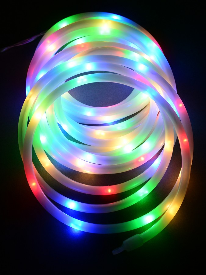 100 Multi Colour LED Frosted Case USB Snake Rope Light - 5m