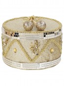 Dynamic Antique Gold & Platinum Mirror Bespoke Festive Mosaic Drum | 15cm