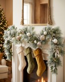 2.7m Mixed Botanical Blush Christmas Garland | Pink, White & Metallic Accents