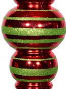 Apple Red & Green Flattened Bauble Shape Large Finial Display Decoration - 52cm