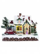 30cm Home For Christmas Animated & Musical LED Village Scene