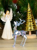 19cm Iridescent Blue Glass Look Standing Reindeer Figurine
