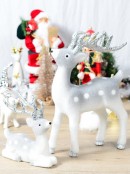 White & Silver Glittered Flocked Standing Christmas Reindeer Ornament - 44cm