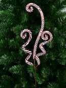 64cm Shiny Red & White Sequin Curls & Swirls Spray Long Christmas Stem