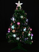 Multi Colour Fibre Optic Christmas Tree with Baubles, Stars & 90 Tips - 90cm