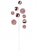 Red & White Peppermint Candy Christmas Lollipop Long Stem - 20cm Wide