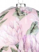 10cm Waratah-Like Pink Ice Protea Flower With Silver Glitter Christmas Bauble