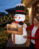 1.5m Snowman & Welcome Signpost | LED Outdoor Inflatable