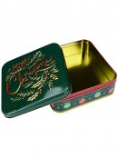 17cm Green Merry Christmas Cookie Tin | Festive Gift Box With Gold Holly Detail