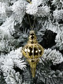 Gold Final With Champagne Glitter Christmas Tree Hanging Decoration - 12cm