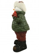 Nordic Resin Snowman Decor Holding Cardinal & Bird House - 61cm