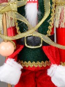 Classic Christmas Nutcracker With Finial Staff Decorative Ornament - 39cm