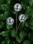 46cm Silver Reflective Mirror Ball Spray Long Christmas Stem