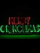 Red & Green ' Merry Grinchmas ' Infinity Mirror LED Light Display & Stand - 53cm