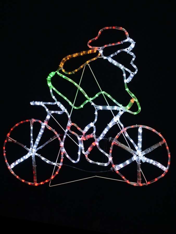 Santa Riding Push Bike LED Rope Light Silhouette - 1m