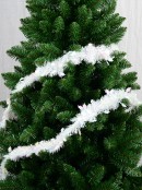 2.7m White Holly Leaf & Iridescent Fir Needle 6ply 80mm Tinsel Garland