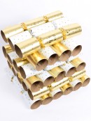 50 x 30cm Matte Gold & White Merry Christmas & Stars Cracker Bon Bons
