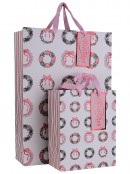 Small Retro Pastel Wreath & Stripe Christmas Gift Bag | 23cm