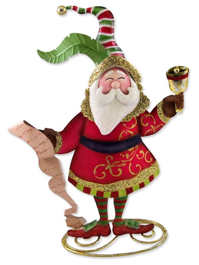 Santa Ringing A Bell Tin Ornament - 30cm