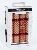 Red & Brown Stripe & Ho Ho Ho Kraft Christmas Cracker Bon Bons - 8 x 30cm