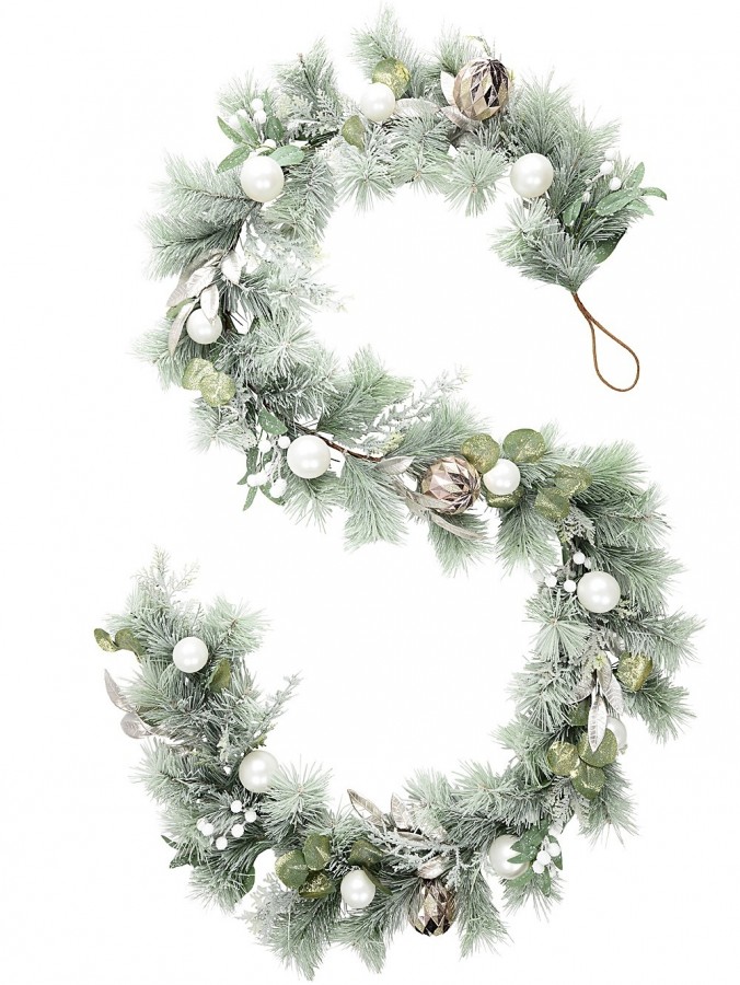 2.7m Mixed Botanical Blush Christmas Garland | Pink, White & Metallic Accents