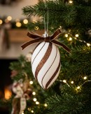 4x White & Brown Candy Swirl Whimsical Finial Drop | 12cm