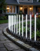 12x LED Meteor Shower Path Lights - Rainbow Multi Colour Tubes | 50cm
