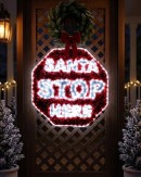 76cm Dynamic Santa Stop Here Red Tinsel Outdoor LED Christmas Light Display