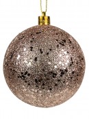 Rose Gold Metallic Sequins & Glitter Coated Baubles - 4 x 80mm