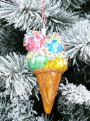 15cm Scooped Ice Cream In A Cone With Sprinkles Christmas Tree Ornament