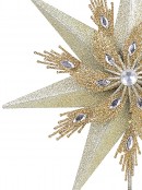 Champagne & Gold Glittered Star Christmas Tree Topper Ornament - 33cm