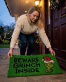 75cm Dr. Seuss The Grinch Doormat | Beware Grinch Inside Entryway Mat