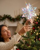 Large Clear Iridescent Star Snowflake Christmas Tree Topper | 32cm