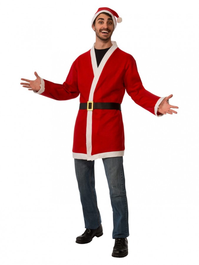 3 Piece Santa Jacket, Belt & Hat Costume - One Size Fits Most Adults