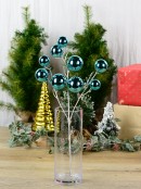 52cm Shiny Turquoise Bauble Spray Long Christmas Stem