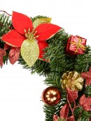 Decorated Red, Green & Gold Mixed Foliage & Floral Pine Wreath  - 35cm
