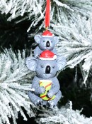 80mm Koala Mum With Joey & Stocking Resin Christmas Tree Ornament