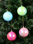 4x Iridescent Pastel Ombre Whimsical Signature Ball Baubles | 80mm
