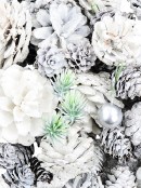 White Glittered Assorted Natural Pine Cones & Foliage Decoration Mix - 300g